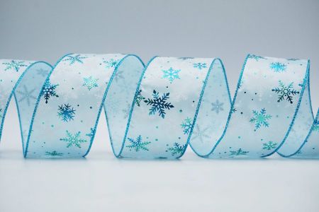 Текстурированная лента снежинок с проволокой_KF7419GT-12_белая